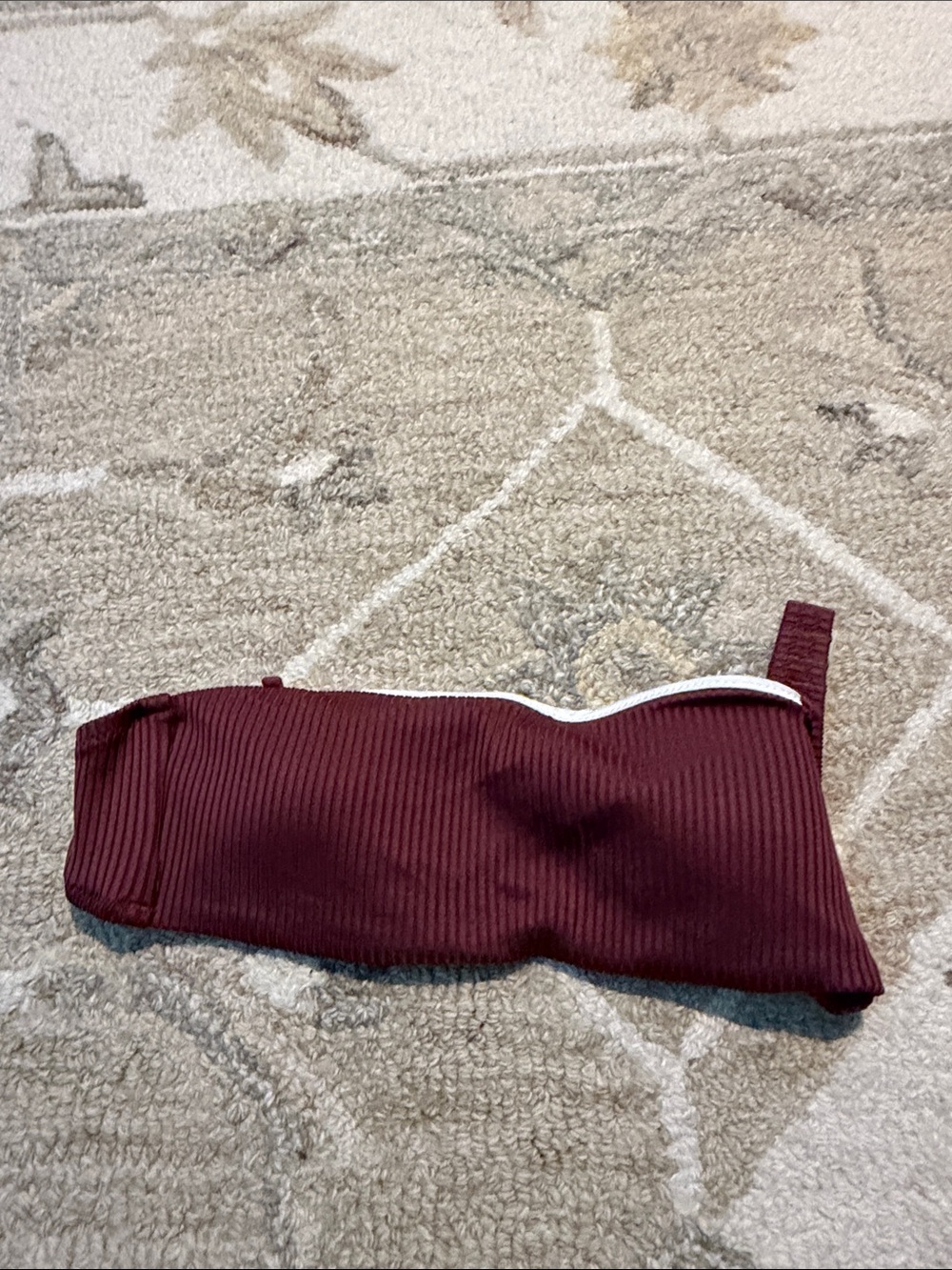 Victoria's Secret Ribbed Burgundy Bandeau Bikini Top